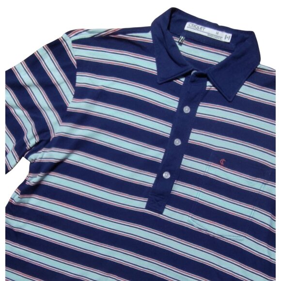 Criquet Men's‎ Classic Players Shirt M Blue Cotton Multi Stripe - Picture 1 of 6